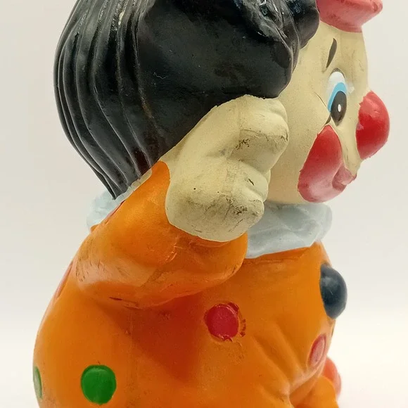 Vintage Clown Coin Bank Figurine Ceramic Novelty Decor Polka Dot Kidcore 9" READ - Picture 14 of 16
